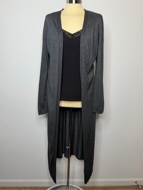 White House Black Market Charcoal Grey Wool Blend Duster Cardigan